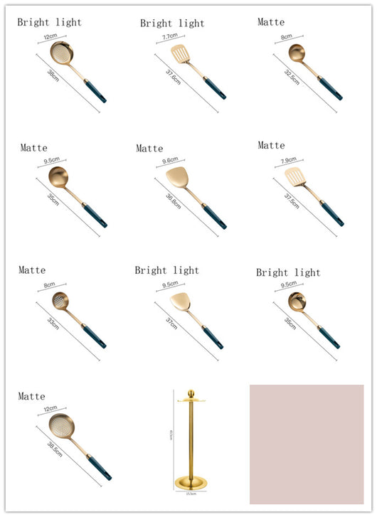 Juego de Utensilios de Cocina Acero Inoxidable Chapado en Oro Esmeralda - Image 13