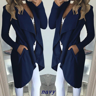 Abrigo Trench Largo Entallado Talla Grande con Cuello Polo - Image 9