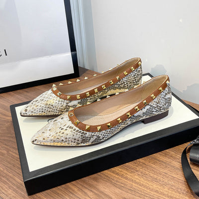 Zapatos Planos Punta Fina con Patrón Piel de Serpiente para Mujer - Image 12