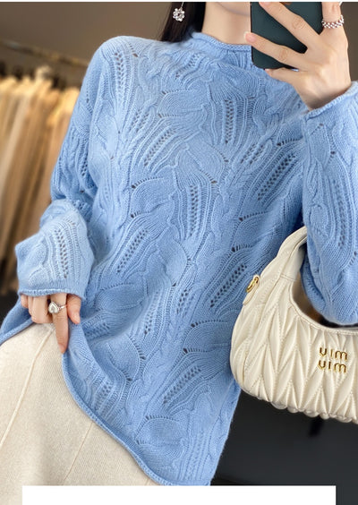 Suéter Hueco Cuello Alto Liso para Otoño e Invierno - Image 29