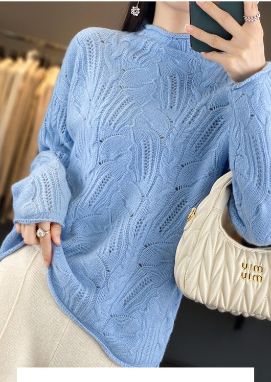 Suéter Hueco Cuello Alto Liso para Otoño e Invierno - Image 29