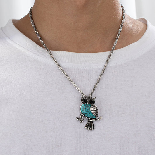 Collar Pendiente Búho Elegante para Hombre