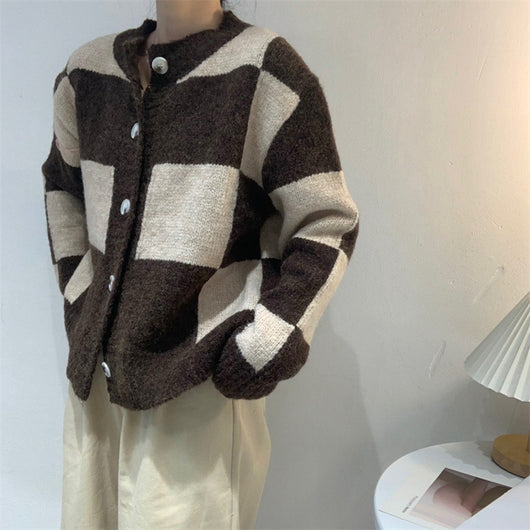 Cardigan Suelto a Cuadros para Mujer - Image 4