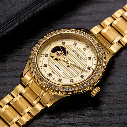 Reloj Mecánico Doble Cristal con Diamantes para Hombre de Lujo