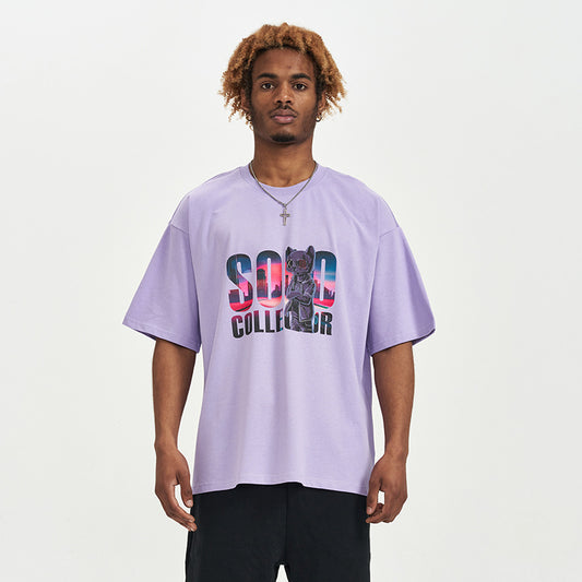 Playera Holgada con Estampado de Oso Cartoon para Hombre