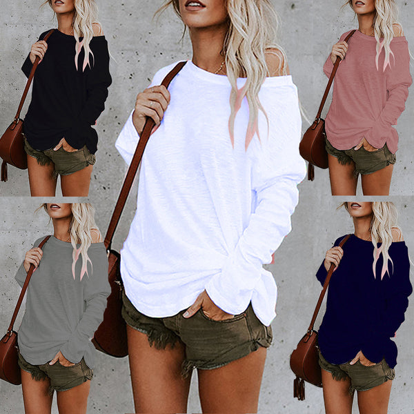 Blusa Casual de Manga Larga en Colores Sólidos para Mujer