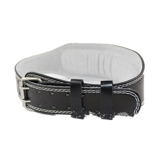 Black PU weightlifting belt with white stitching and a light gray interior, designed for deadlifts and squats. - Image 7