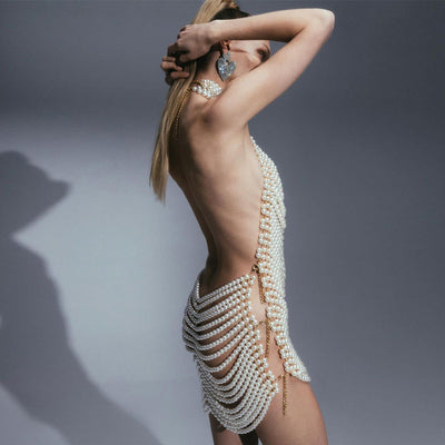 Vestido Elegante de Espalda Descubierta con Detalles de Perlas - Image 8