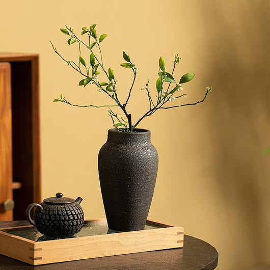 Jarrón de Cerámica Artesanal Jingdezhen Negro Retro - Decoración Hidropónica - Image 11