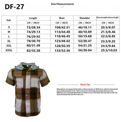 Camisa Casual Ejecutiva de Cuadros con Capucha - Manga Corta para Hombre - Image 8