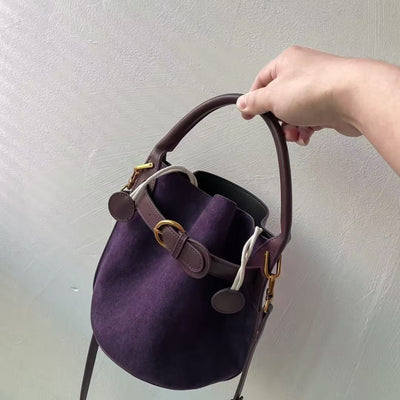 Bolso Mensajero Bucket de Terciopelo Púrpura para Mujer