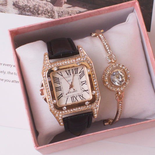 Reloj Cuadrado con Cristales para Mujer