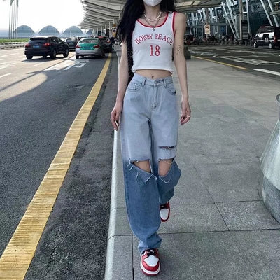 Jeans para Mujer con Rasgaduras Degradadas para Verano - Image 10