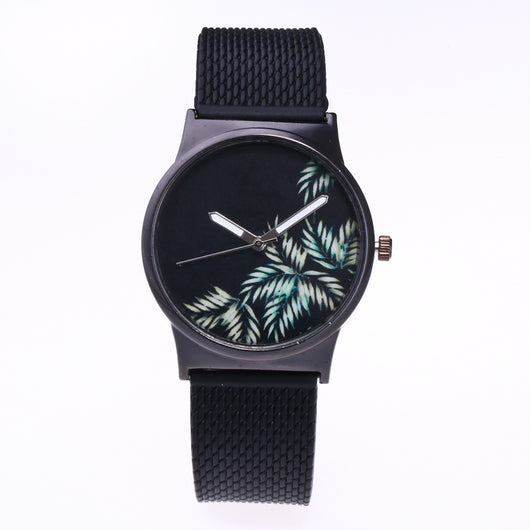 Reloj Unisex de Malla de Silicona con Diseño Floral - Image 5