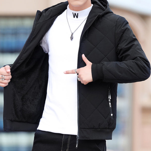 Chaqueta Acolchada de Felpa con Diseño de Rombos
