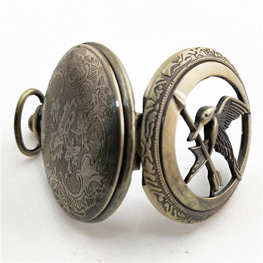 Reloj de Bolsillo Vintage con Diseño de Pájaro y Flecha Antiguo - Image 9