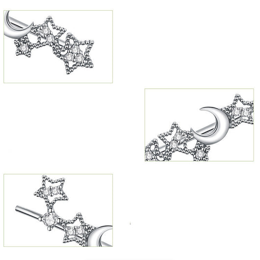 Aretes de Plata con Estrella y Luna - Circonitas Incrustadas Diseño Minimalista - Image 6