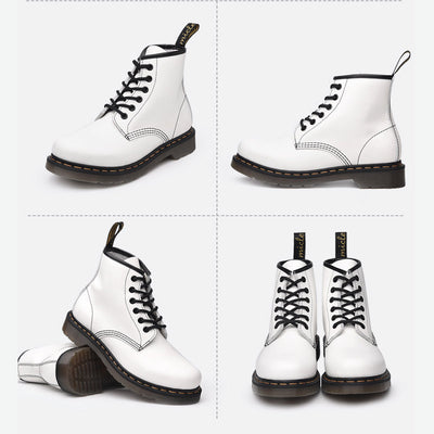 Botas Martin de Cuero Blanco Estilo Británico - Botines Altos Clásicos - Image 5