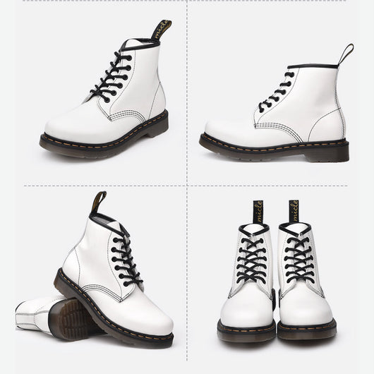 Botas Martin de Cuero Blanco Estilo Británico - Botines Altos Clásicos - Image 5