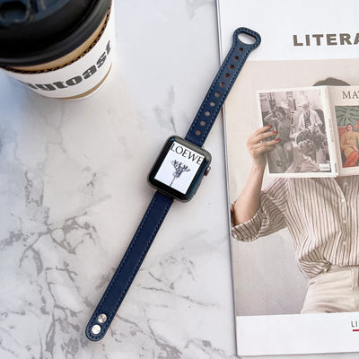 Correa de Cuero Barbour para Apple Watch 7 - Modelo Delgado de Doble Pasador - Image 8