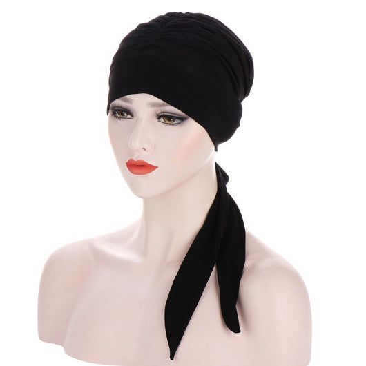 Turbante Largo con Lazo de Cristal de Cáñamo en Color Puro - Image 14