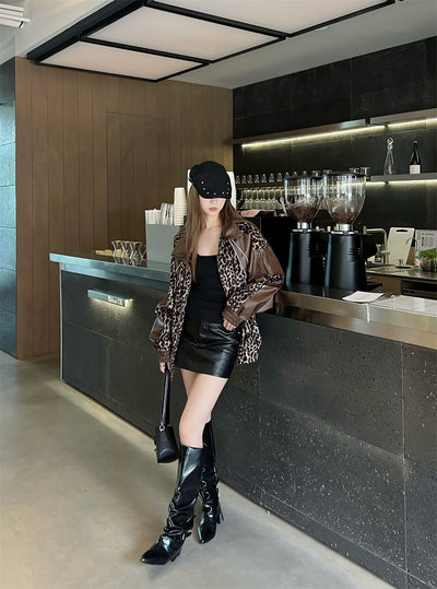 Chaqueta de Cuero PU con Detalles Leopardo - Image 14