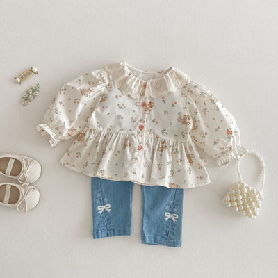 Vestido Princesa Floral Estilo Coreano con Conejo para Bebé - Image 21