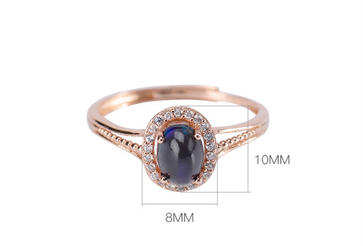 Anillo de Plata 925 con Ópalo Negro Natural y Baño de Oro Rosado - Image 6
