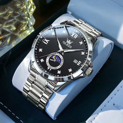 Reloj de Cuarzo para Hombre con Diamantes y Calendario - Elegancia Ejecutiva - Image 3