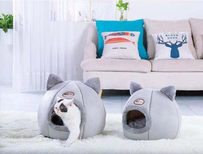 Cama Semicerrada Cálida para Gatos y Perros con Forro Peluche - Image 2