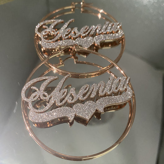 Aretes Personalizados de Acero Inoxidable con Nombre y Circonitas