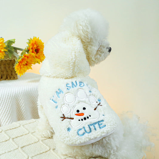 Abrigo Navideño Cálido para Perros y Gatos - Diseño Muñeco de Nieve Esponjoso