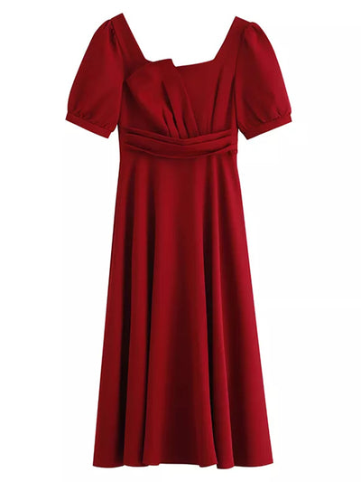 Vestido Rojo Francés de Verano para Mujer - Versátil y Sofisticado - Image 10