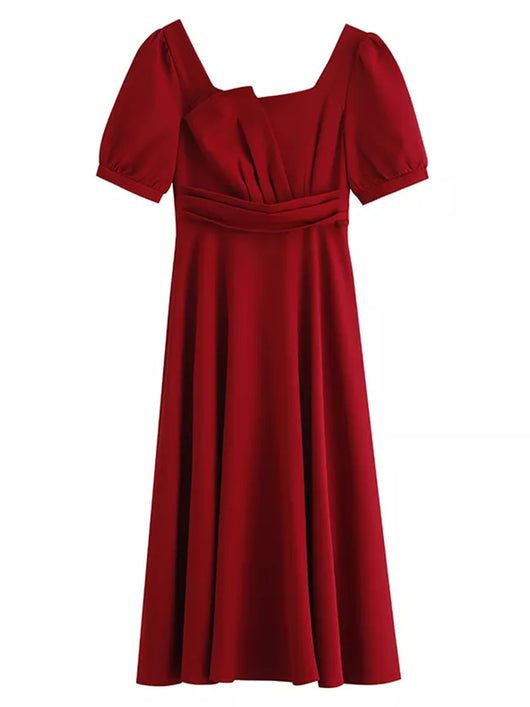Vestido Rojo Francés de Verano para Mujer - Versátil y Sofisticado - Image 10
