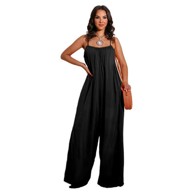 Jumpsuit Casual de Color Liso con Tirantes para Mujer - Image 5