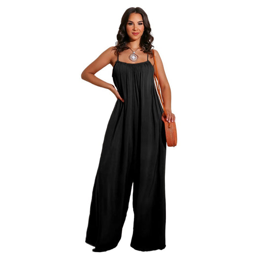 Jumpsuit Casual de Color Liso con Tirantes para Mujer - Image 5