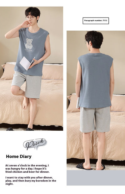 Pijama Tipo Chaleco sin Mangas para Hombre - Algodón Puro Verano - Image 19