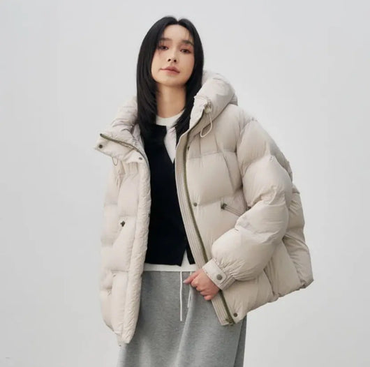 Chaqueta Corta con Capucha de Algodón Cálida para Mujer - Image 8