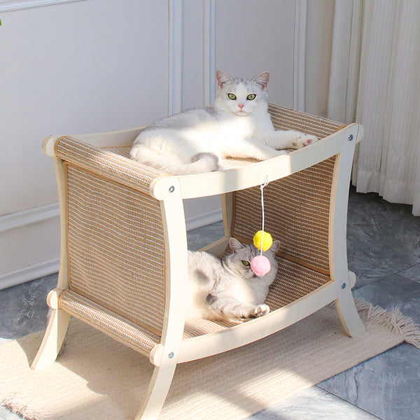Nido Felino Refrescante de Doble Capa con Tablero Rascador de Sisal