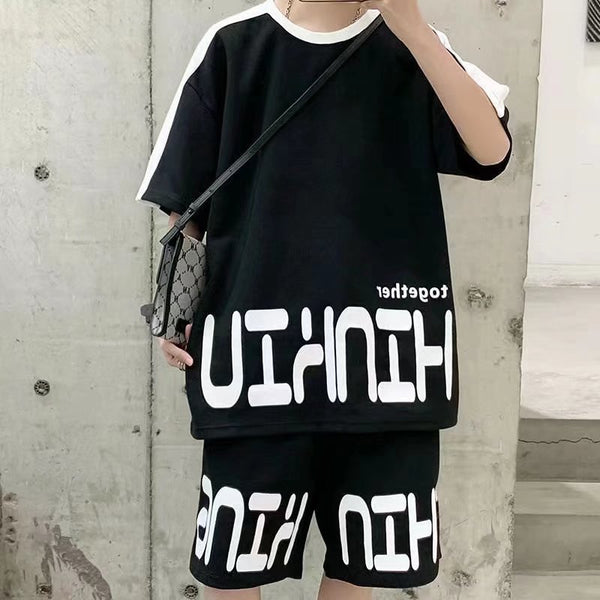 Playera Hombre Estilo Urbano con Estampado Alfabético Europeo y Americano