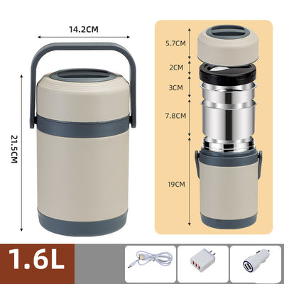 Lonchera Térmica Eléctrica USB de Acero Inoxidable con 4 Compartimentos - Image 6