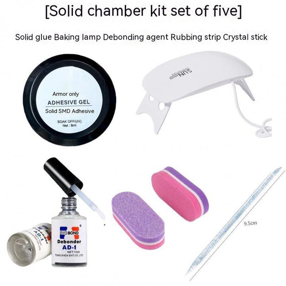 Complete Gel Nail Kit with Heating Lamp and Adhesive Crystal