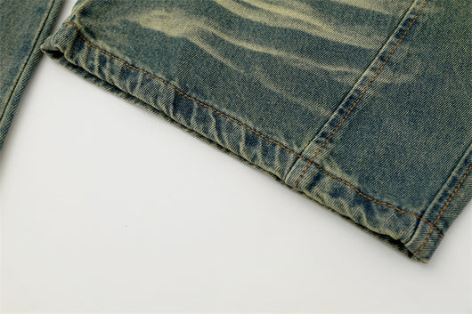 Pantalones Denim Harlan Patchwork Azul y Amarillo Desteñido - Image 10