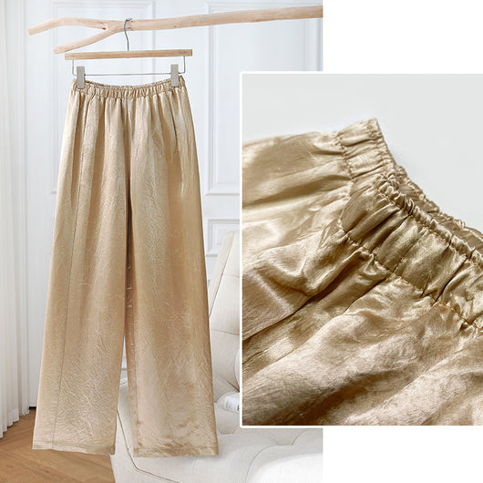Pantalones Rectos de Triacetato con Pliegues para Primavera - Image 7