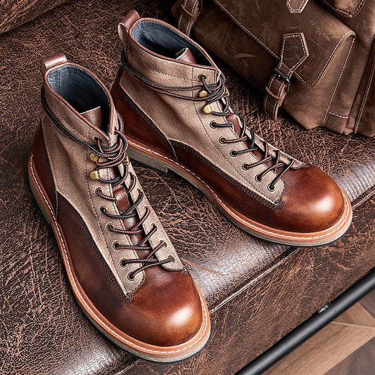 Botas de Cuero Genuino para Motociclista Estilo Inglés