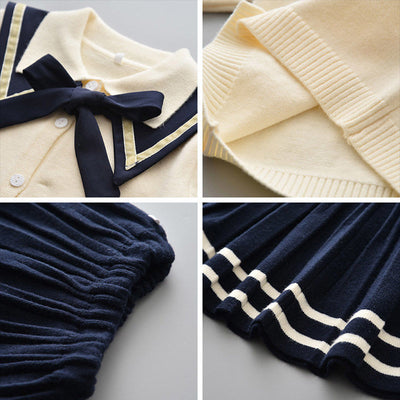 Conjunto Cardigan y Falda Tejida Estilo Occidental para Niña - Image 12