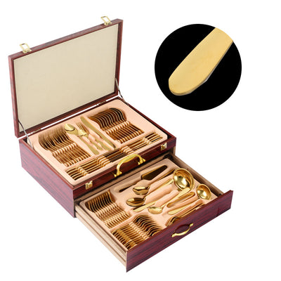 Juego de Cubiertos 72 Piezas Acero Inoxidable con Estuche de Madera - Image 7