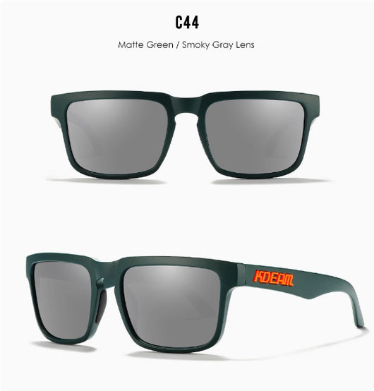 Men's and women's dazzling blue and black striped polarized sunglasses with gray lenses and a black case. - Image 41