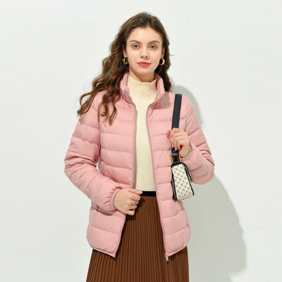 Chaqueta Acolchada Coreana de Cuello Alto para Mujer - Otoño e Invierno