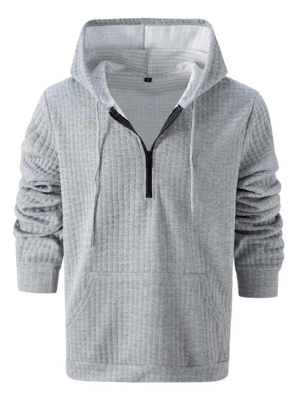 Sudadera Casual para Hombre con Diseño Jacquard Cuadros y Colores Sólidos